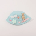 Light blue kids bucket hat with plush wings and cute bunny doll accessories - CM8002 Bunny Series / Lake Blue