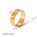 Adjustable gold plated stainless steel ring featuring classic Greek meander pattern engraving - Adjustable Open / Greek Key Meander Pattern (HF-J1315) / Gold