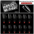 Size chart for 120 pieces clear seamless long pointed full cover false nail art tips - Short Stiletto Transparent Style (H094-4)