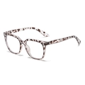 Retro tortoiseshell oversized glasses frame with gradient leopard pattern and clear lenses - White Leopard