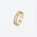 Elegant gold-plated S925 sterling silver double-row ring with shimmering cubic zirconia - US 8 / Gold