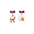 Orecchini di Natale asimmetrici con Babbo Natale e pallina di alce rossa con fiocchi - E2477 Babbo Natale Cervo