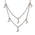 Collana a doppio strato in acciaio inossidabile argento con pendenti a forma di luna - Color Acciaio