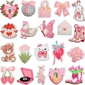 20-teiliges rosa Stickpatch-Set mit Herzbriefen und süßen Tier-Motiven - 20er Set