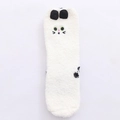 Chaussettes de Noël en polaire corail motif chat blanc brodé pour la maison - Chat blanc