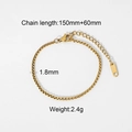 Golden 316 stainless steel snake chain bracelet 1.8mm width minimalist jewelry - Gold Square Link Chain Bracelet (JDB201034-2)