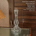 French vintage ribbed glass candle holder extra large size for romantic dinner decor - Vertical Stripe Extra Large / Clear