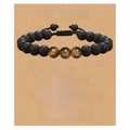 Handmade tiger eye and matte black beaded bracelet for dad on vintage kraft card - To My Dad