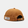 Caramel retro dock cap with letter patch and adjustable metal buckle on gray background - Adjustable / Camel