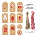 100-pack Christmas gift tags in 10 brown kraft paper designs with cotton and jute ropes - Style C Mix (100 Tags + 50 Jute Ropes + 50 Cotton Ropes)