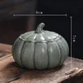 Mini barattolo da tè in ceramica a forma di zucca grigio celadon diametro di 9cm - Zucca verde piccola
