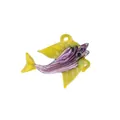 Yellow and purple striped glass fish floating ornament for aquarium landscaping decor - Style 6-Yellow Purple Striped Fish