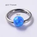 G23 titanium clicker ring with blue opal bead 8mm size for nose and ear piercing - G23 Titanium/1.2x8mm / Dark Blue
