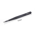 Close-up of ESD-12 black anti-static stainless steel tweezers with 13.5cm length marking - ESD-12 (Fine Straight Tip) / Black