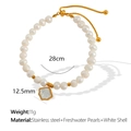 Elegantes Natur-Süßwasserperlen-Armband mit Gold-Edelstahl und Perlmutt-Anhänger - Süßwasserperle Stil (SL21)