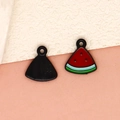 Mini watermelon enamel fruit charms in red and green for DIY jewelry making - Watermelon - Black (3-Black)