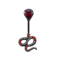 Black cobra navel ring with red crystal accents on a white background jewelry - Gun Black Red Gem Cobra Belly Ring (2311110030)