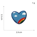 Detail of heart embroidery patch with blue sky, clouds and rainbow, 3.9cm x 3.5cm size - 5# Blue Rainbow Cloud Heart
