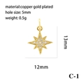 18K gold plated copper star pendant with zircon stones and size specifications - Gold Octagram (C-1)