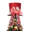 Cappello a cilindro per albero di Natale con paillettes rosse e fiocco a fiocchi di neve - Paillettes Rosse + Fiocco Di Neve / 26*20cm