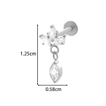 Silver G23 titanium labret stud featuring clear marquise and round cubic zirconia crystals - Teardrop Gem Three-Stone Dangle Style (T2535-9# Silver)