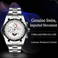 ORUSS silver stainless steel men's watch with white dial and three sub-dials - Cool Silver Band White Face