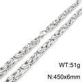 Collana a catena in acciaio stile bizantino argento 450x6mm con chiusura a moschettone - Collana (KN198394-Z) / 45cm / Color Acciaio