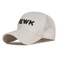 Beige breathable mesh baseball cap with black 3D FEWK embroidery and red accents - Adjustable / Khaki