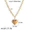 Detail of 18k gold heart necklace with dimensions 450mm chain and 21.8g weight - Medium 3D Heart Link Chain Necklace (TN3626)