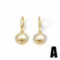 Elegante gouden evil eye hangende oorbellen met witte zirkonia accenten voor dames - Boze Oog Stijl A (A)