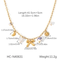 Detailed specs of gold chain necklace with moon, sun, bow pendants and ceramic beads - Bow Moon Pearl Charms (HC-N40631)
