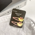 Pink metal hair clip set with cute bear on a moon cartoon design for girls - [12] Moon Bear