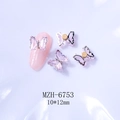 Gioielli per unghie a farfalla in cristallo rosa rotante con cornice metallica - 6753 Base Argento + Rosa + Rotante