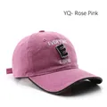 Retro washed rose pink cotton baseball cap with Everyone embroidery and grey brim edge - Rose Pink