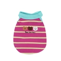 Pink and yellow striped dog vest featuring three cute bears embroidery and waffle fabric - S / Rose Red Striped