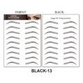 Waterproof 6D eyebrow tattoo stickers in Black-13 style showing front and back view - 13 (9 Pairs) / Black