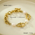 Dettaglio del bracciale a catena placcato oro 18 carati con perle e specifiche - Bracciale d'Oro (NMSB-F248-1)
