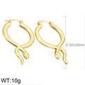 Gouden slangvormige roestvrijstalen oorringen met platte slangenkop details - Slang Grote Ring Stijl (KE101361-BNJ) / Goud