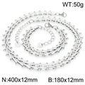 Set di gioielli in acciaio inossidabile argento con collana e bracciale a forma di V - Set Colore Acciaio (KS226879-ZCG)