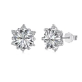 Funkelnde S925 Sterling Silber Schneeflocken Ohrstecker mit mehrfach facettierten Zirkonia - Ohrringe (DY1D0288) / 925er Silber