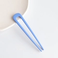 Minimalist U-shaped hair pin in matte blue finish for elegant bun hairstyles - Blue