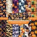 6x6 inch Halloween scrapbook paper pads with ghosts and pumpkins pattern 160gsm - R2445 24 Sheets