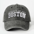 Gorra de béisbol de algodón gris oscuro lavado con bordado 3D blanco de Boston - Talla única / Negro