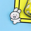 Cute white cartoon rabbit enamel pin brooch with a happy running pose for girls' bags - Joyful Rabbit