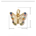 Detail of colorful butterfly pendant with dimensions 13mm by 13mm and zircon inlay - VH585-Gold Plated Colorful Zircon Butterfly