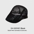 Men's minimalist black hollow mesh newsboy cap with adjustable metal buckle back - 54-58cm (Adjustable) / Black