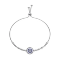 S925 Sterling Silver Evil Eye adjustable bracelet with blue crystal and pave stones - 925 Silver / White Gold Blue Zirconia (DY150285-S-W-BA)