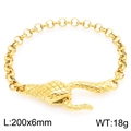 Gouden hiphop slangenarmband met schubtextuur en een lengte van totaal 200 mm - Gouden Slangenkop Ring Schakelketting(KB203293-Z)