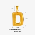 Golden stainless steel letter D chubby alphabet pendant with polished finish - Letter D - Gold
