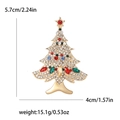 Sparkling gold Christmas tree brooch with colorful rhinestones and size dimensions - Christmas Tree 8-1076 (White Rhinestone Pave)